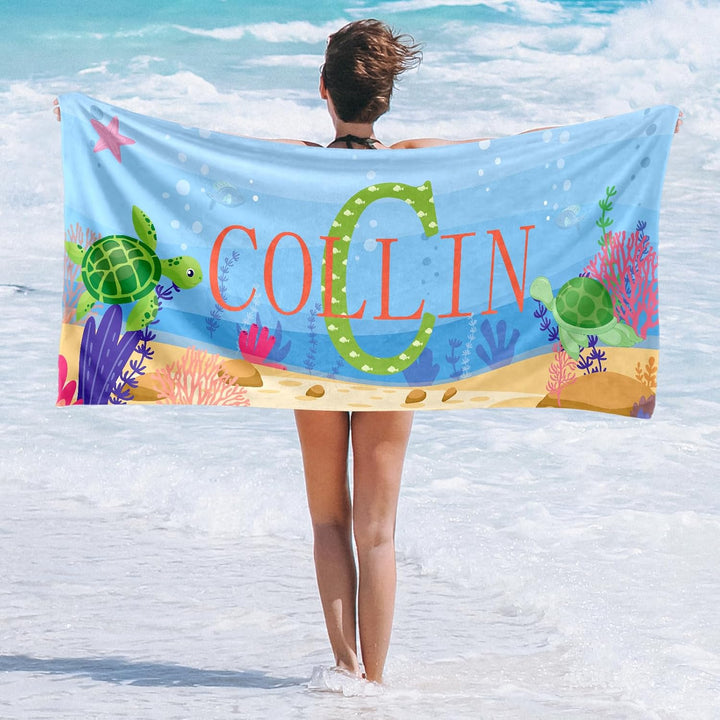 Personalized Animal Print Children's Beach Towel with Name