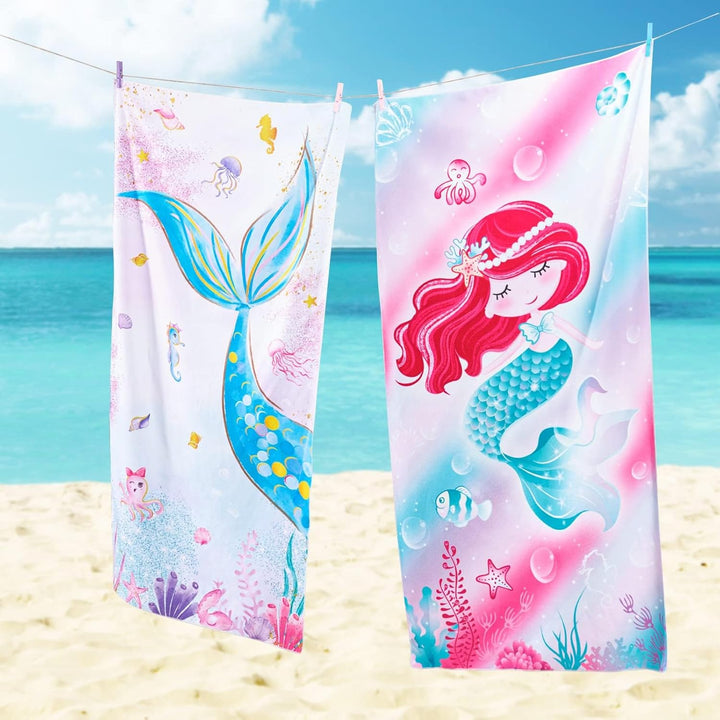 Personalized Girls Mermaid Kids Quick Dry Beach Towel