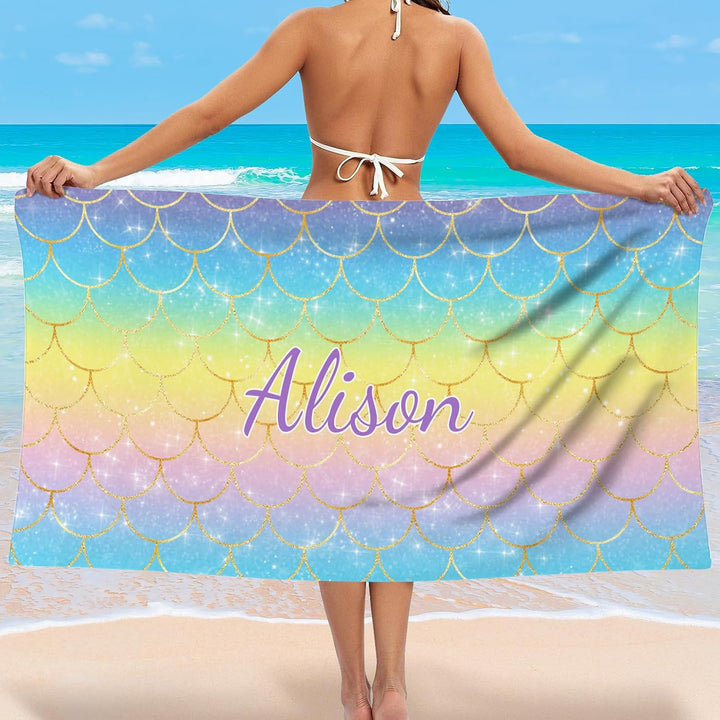 Personalized name quick-drying absorbent beach towel new style