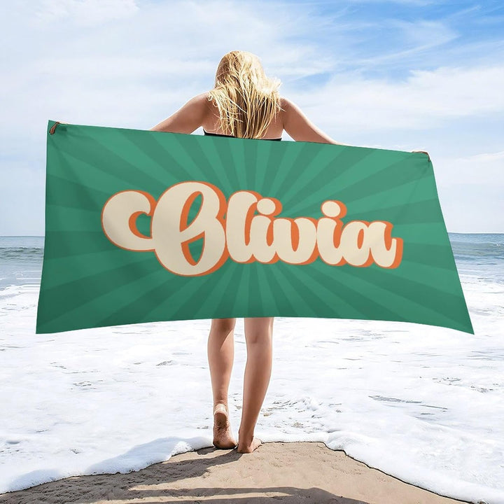 Personalized name quick-drying sand absorbent beach towel aperture type