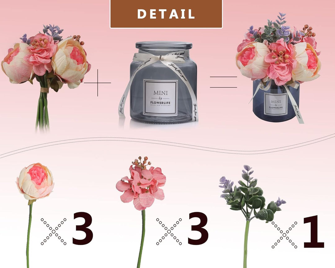 Personalized artificial hydrangea and glass vase decoration Ins style