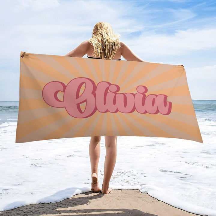 Personalized name quick-drying sand absorbent beach towel aperture type