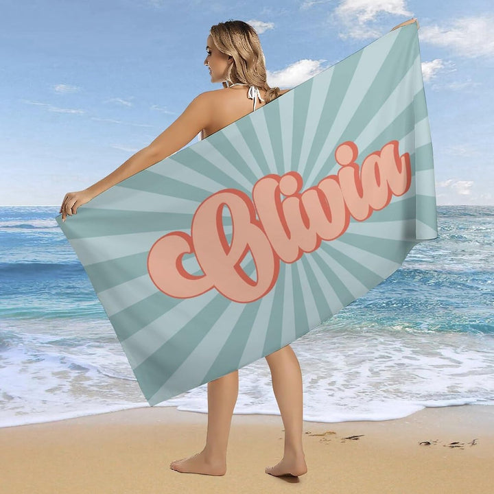 Personalized name quick-drying sand absorbent beach towel aperture type