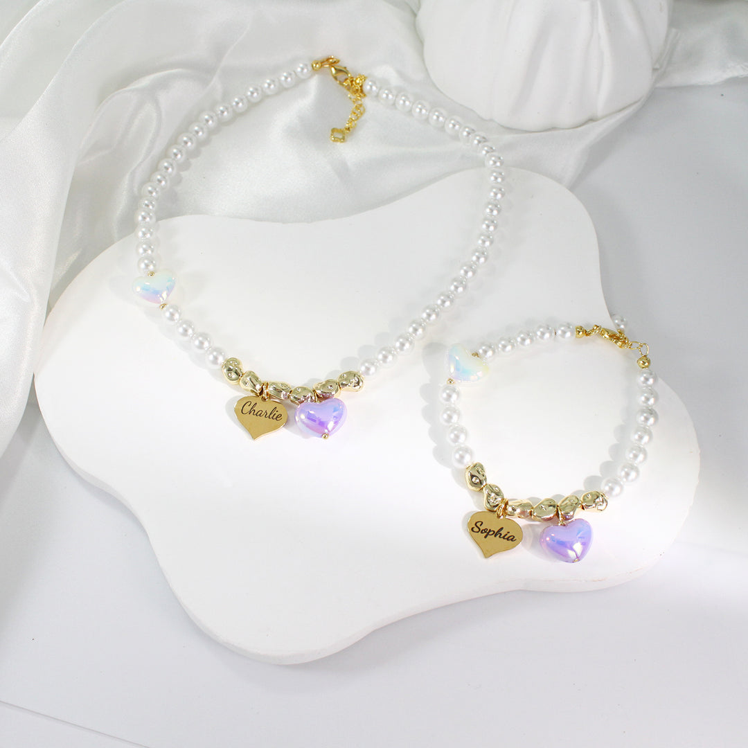 Personalized Heart Pearl Necklace – Custom Birthday Gift