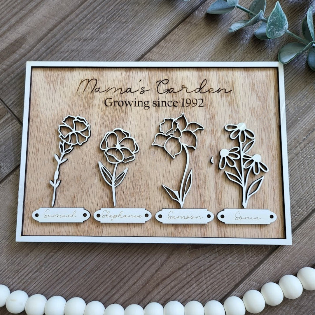 Personalized name birthday flower photo frame
