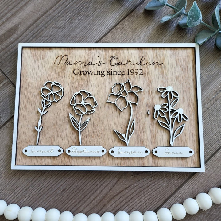 Personalized name birthday flower photo frame