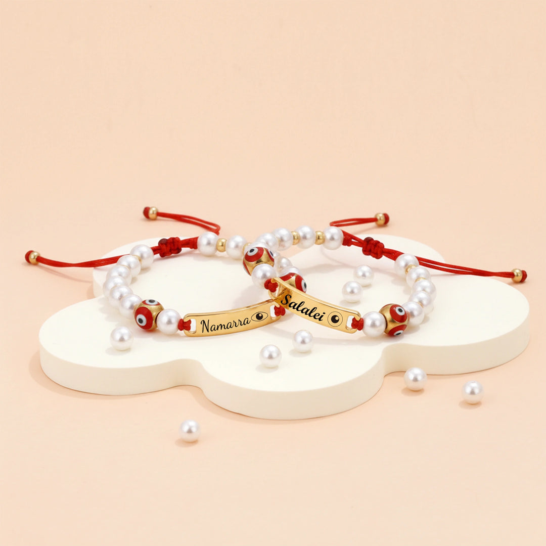 Personalized Evil Eye Baby Bracelet – Custom Handwoven Birth Keepsake for Newborns & Infants