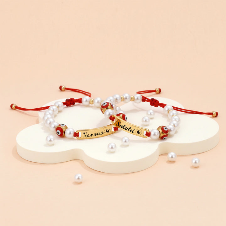 Personalized Evil Eye Baby Bracelet – Custom Handwoven Birth Keepsake for Newborns & Infants