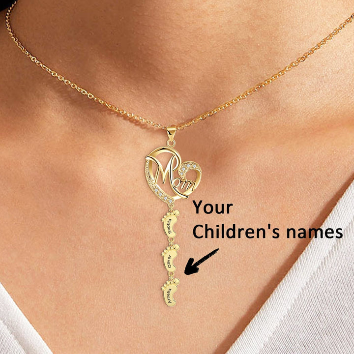 Persenalized S925 Mother's Day Necklace with Feet