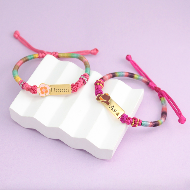 Colorful Cartoon Epoxy Name Bracelet – Personalized Jewelry for Babies & Kids