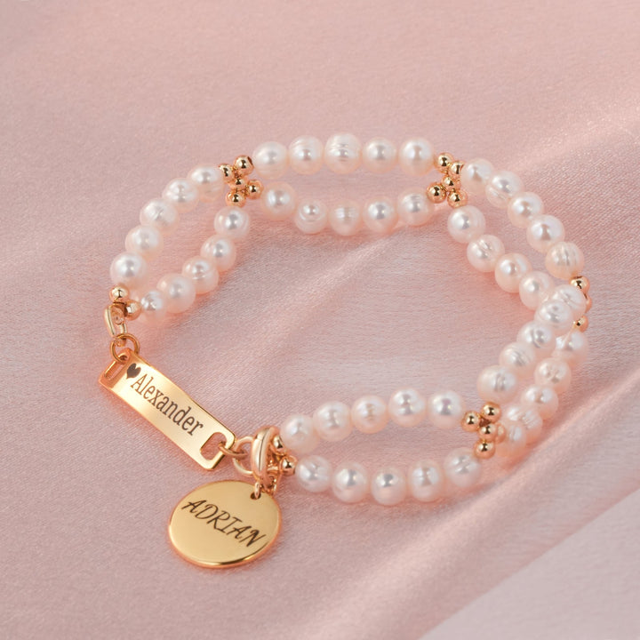 Personalized name AAA white freshwater pearl bracelet