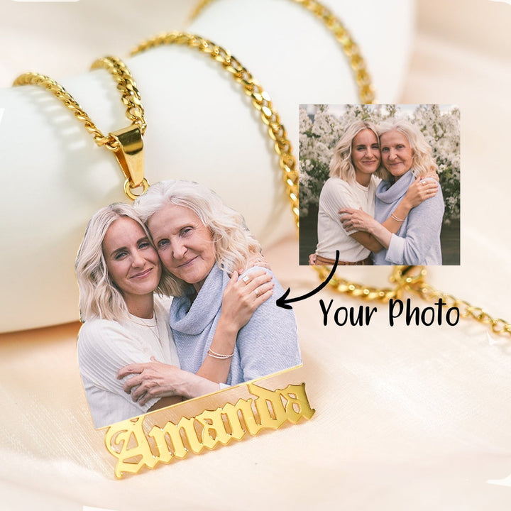 Personalized Color Photo and Name Locket Necklace