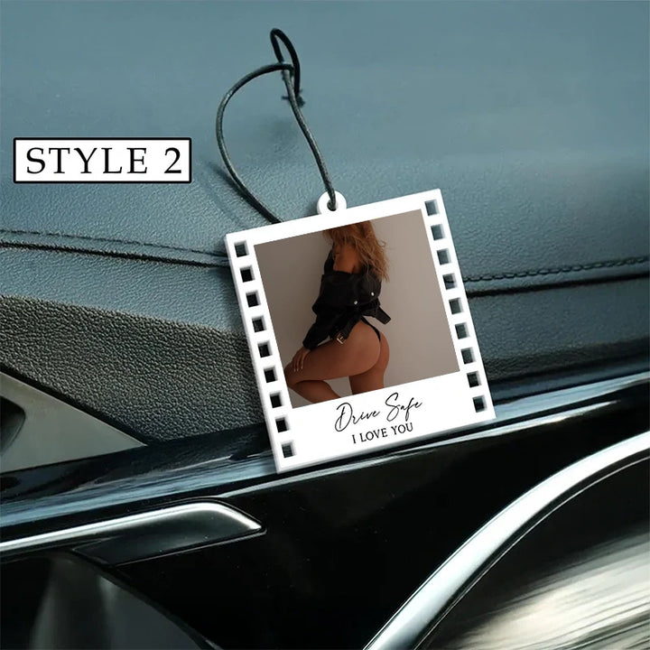 Personalized Drive Safe Photo Car Charm – Custom Picture Car Ornament Gift for Boyfriend & Husband