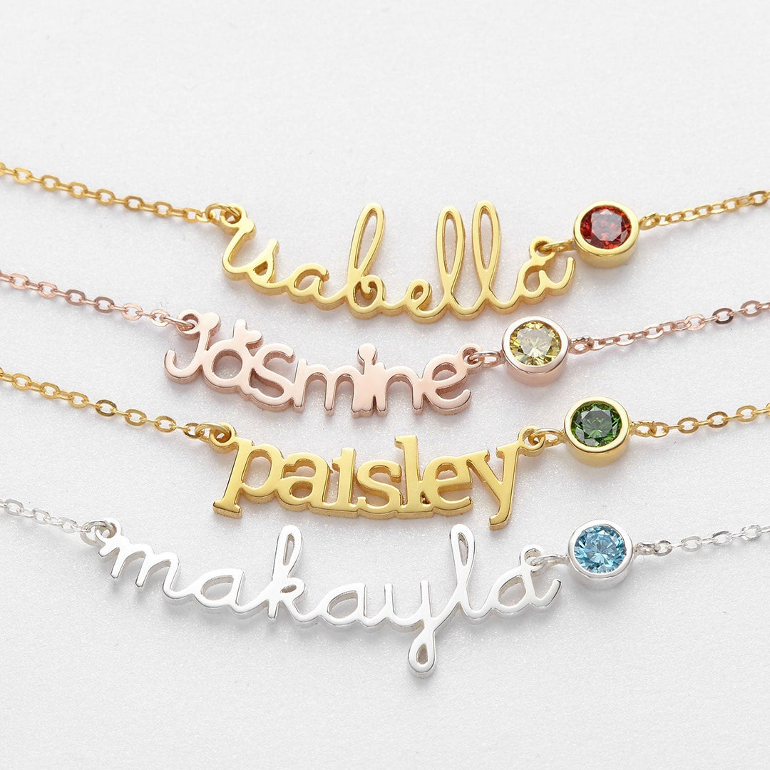 Personalized Princess Name Birthstone Necklace