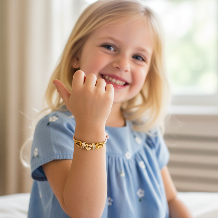 Personalized Angel Wing Parent-Child Bracelet – Custom Handwoven Birth Keepsake