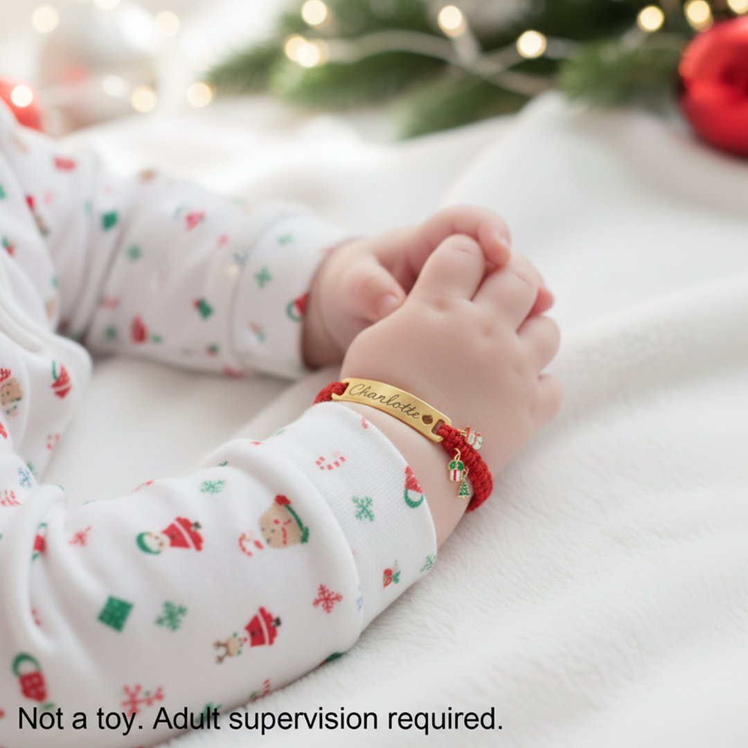 Christmas Baby Braided Cord Custom Bracelet (Parent-Child Edition) – A Sweet Holiday Keepsake