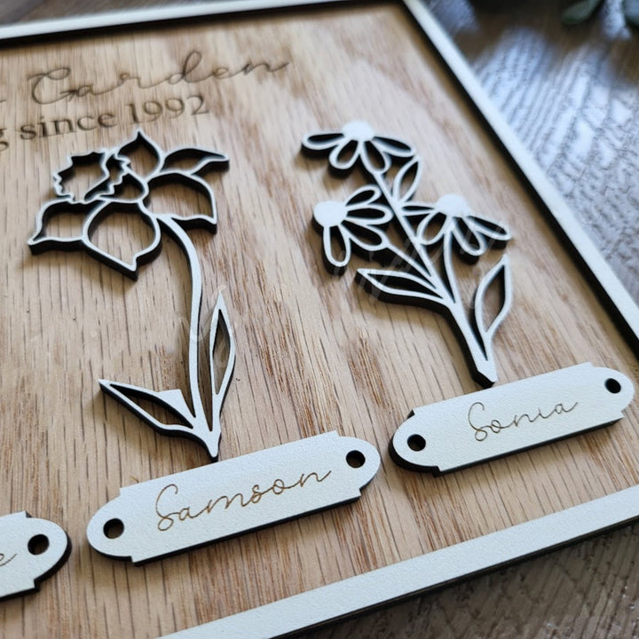 Personalized name birthday flower photo frame