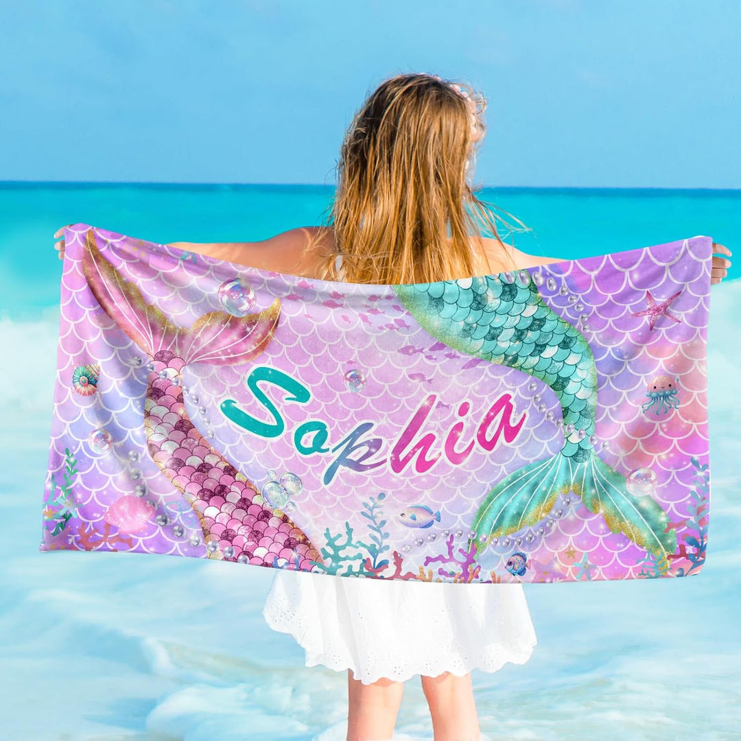 Personalised Named Kids Quick Dry Beach Towels 6 Sizes