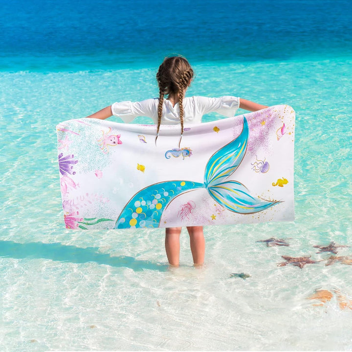 Personalized Girls Mermaid Kids Quick Dry Beach Towel