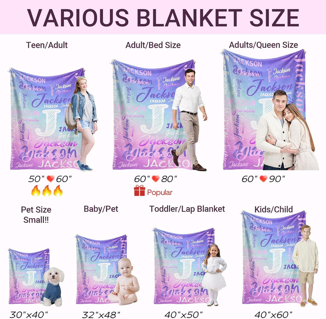 Personalized children's and adults' custom blankets with names