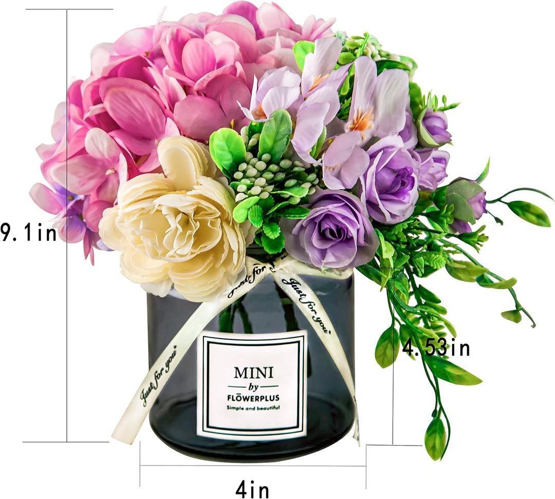 Personalized artificial hydrangea and glass vase decoration Ins style