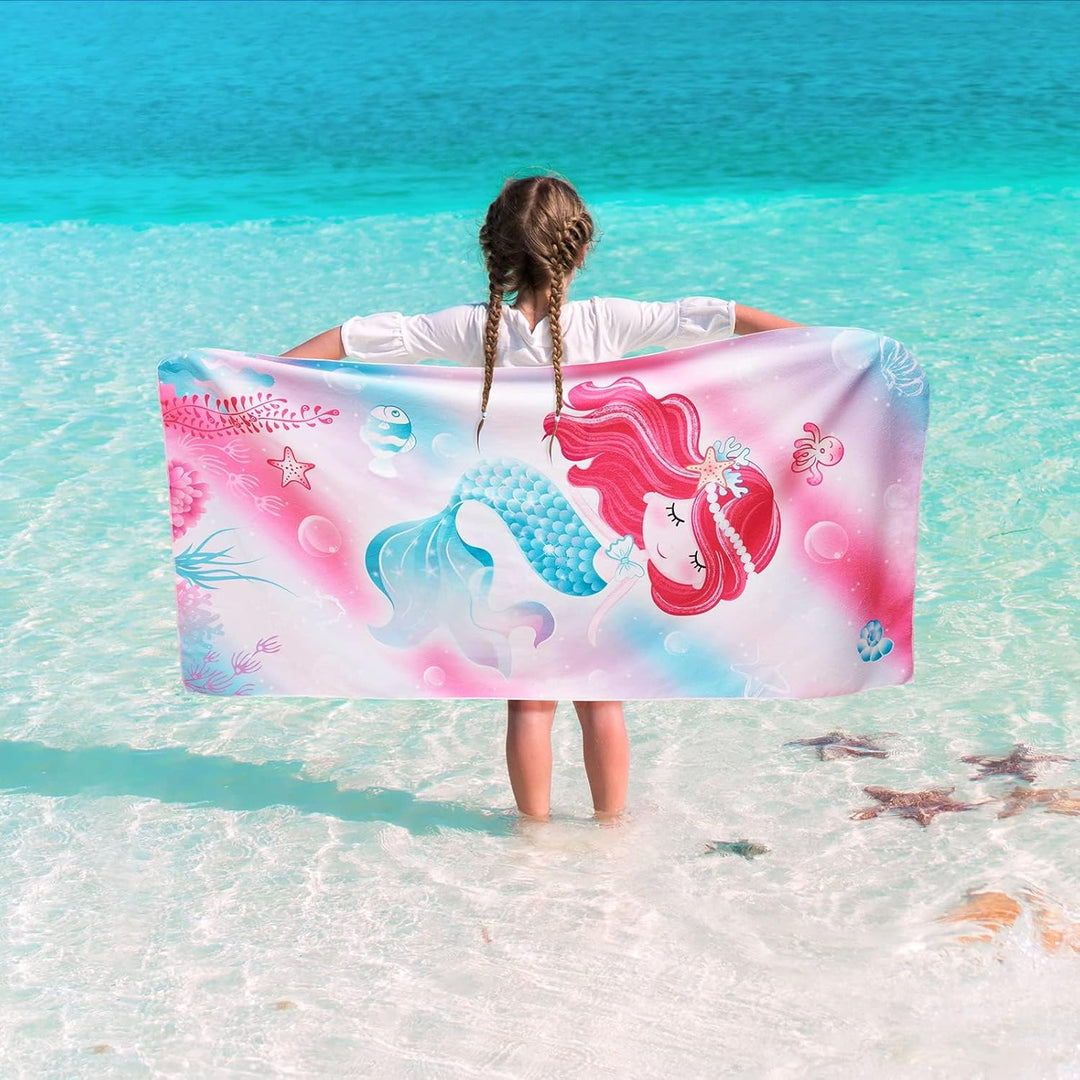 Personalized Girls Mermaid Kids Quick Dry Beach Towel