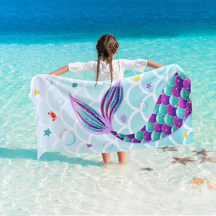 Personalized Girls Mermaid Kids Quick Dry Beach Towel