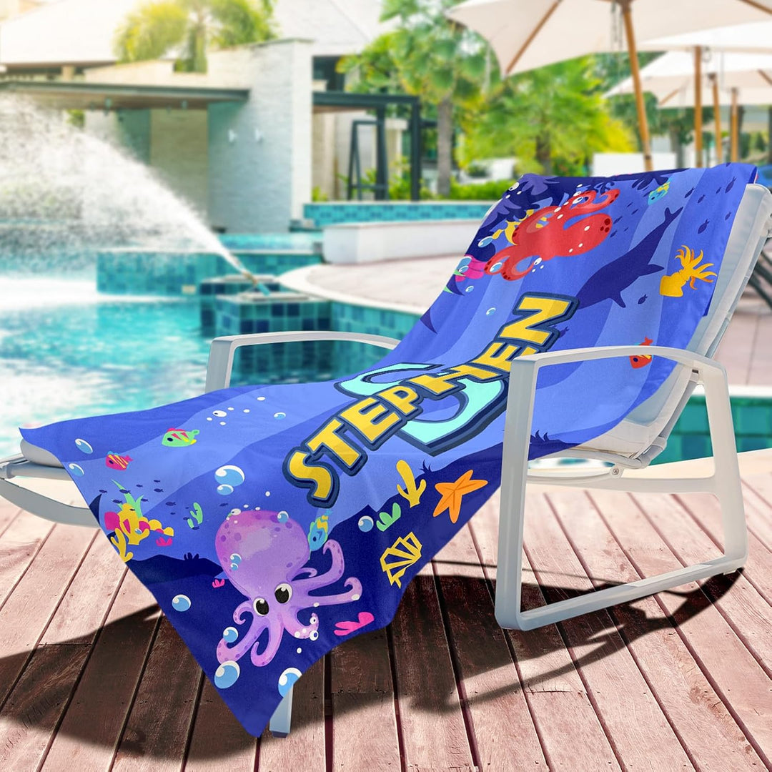 Personalized Animal Print Children's Beach Towel with Name