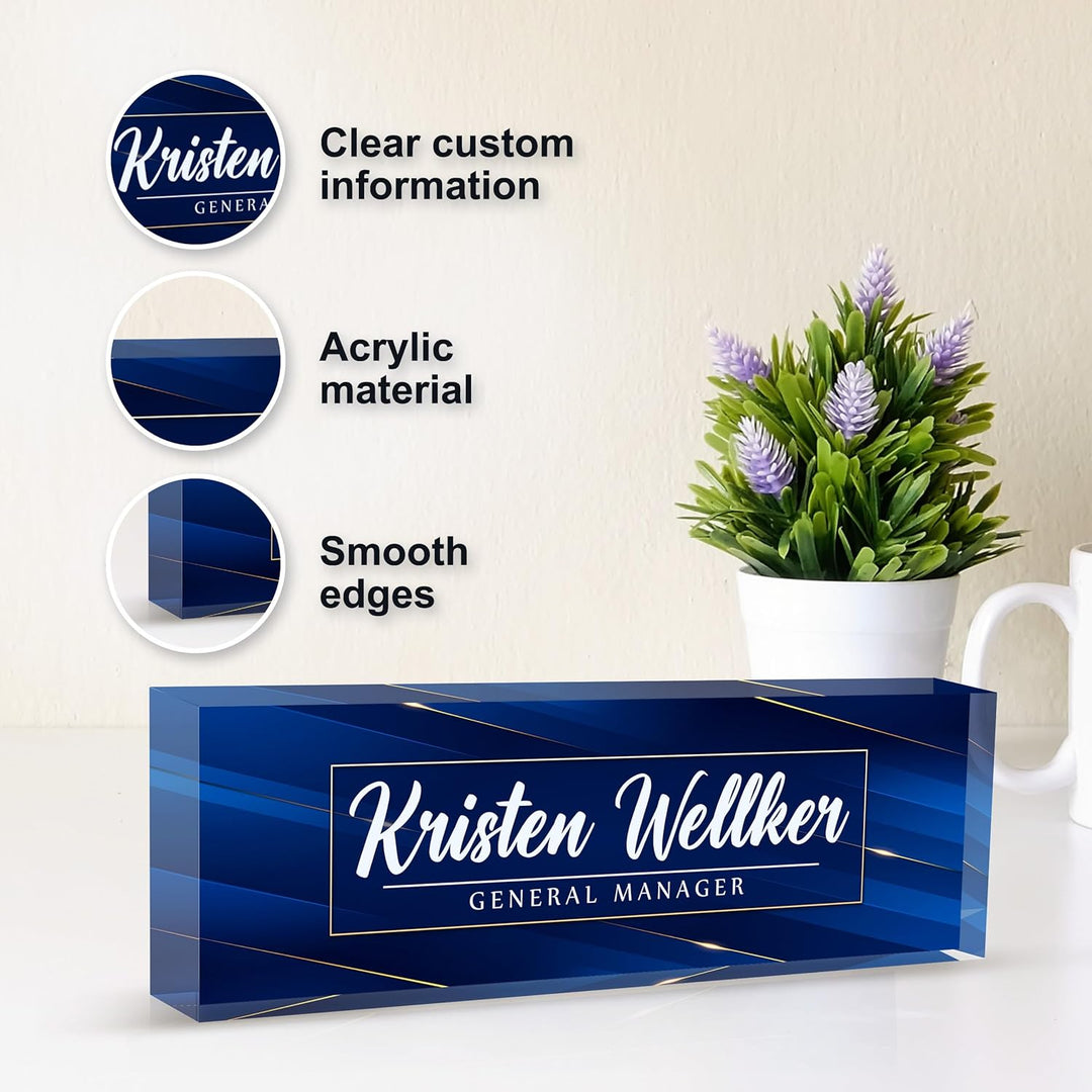 Personalized acrylic nameplate for office desk