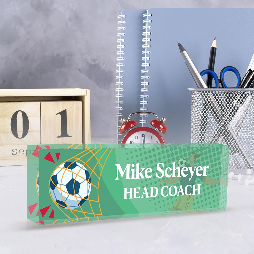 Personalized acrylic desk nameplate, customized ball coach gift