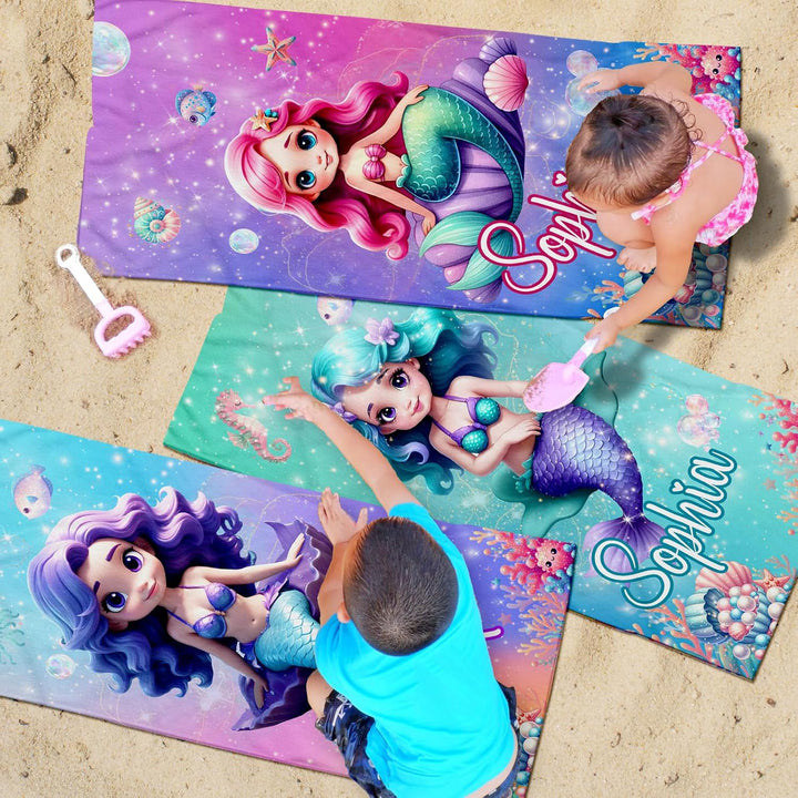 Personalised Named Kids Quick Dry Beach Towels 6 Sizes