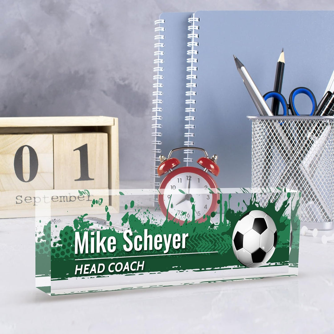 Personalized acrylic desk nameplate, customized ball coach gift