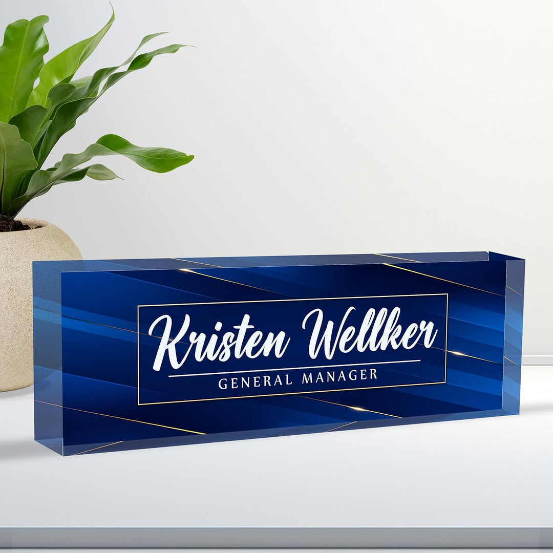 Personalized acrylic nameplate for office desk