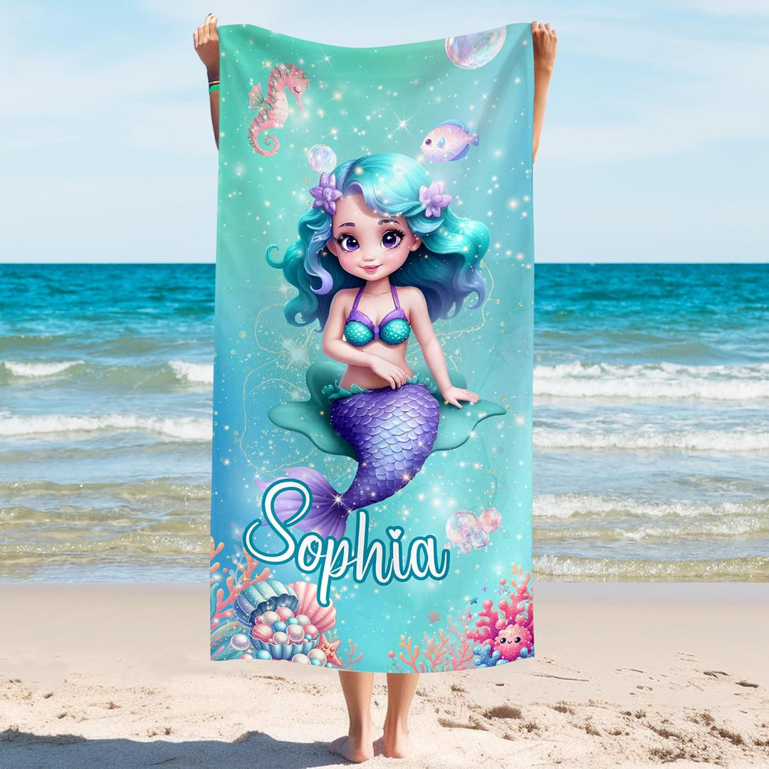 Personalised Named Kids Quick Dry Beach Towels 6 Sizes