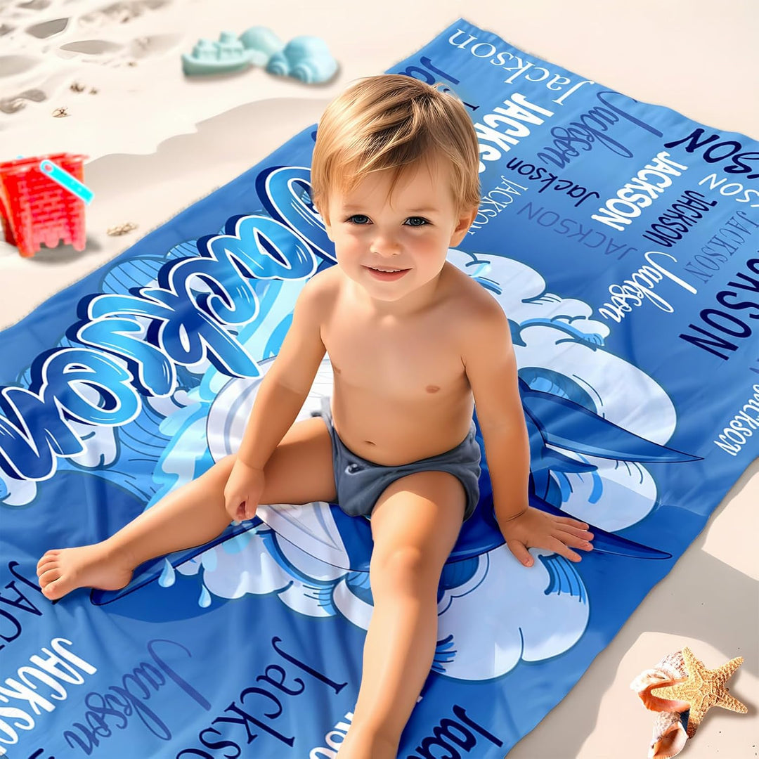 Personalized Animal Print Children's Beach Towel with Name