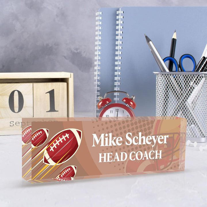 Personalized acrylic desk nameplate, customized ball coach gift