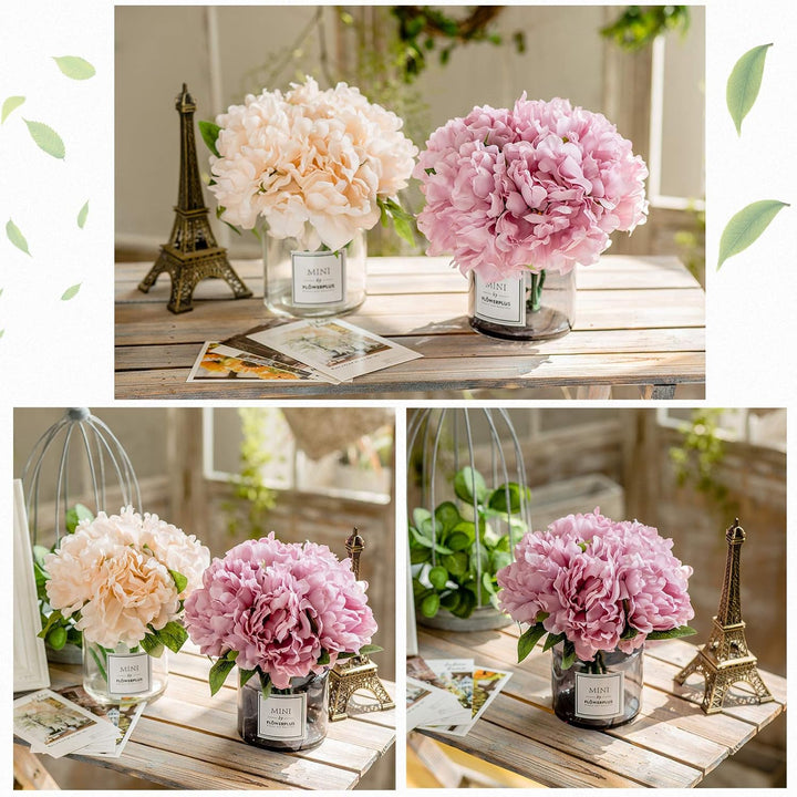 Personalized artificial hydrangea and glass vase decoration Ins style