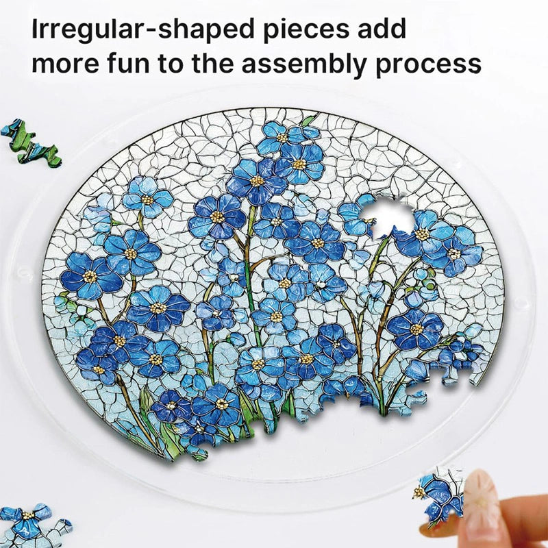 Acrylic Jigsaw Puzzle Suncatcher – Azure Bloom Whisper Window Decor