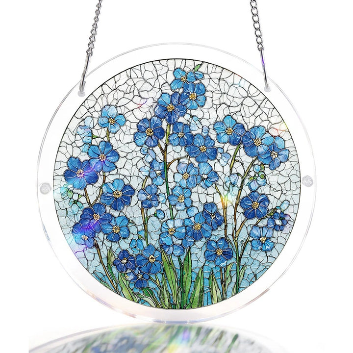 Acrylic Jigsaw Puzzle Suncatcher – Azure Bloom Whisper Window Decor