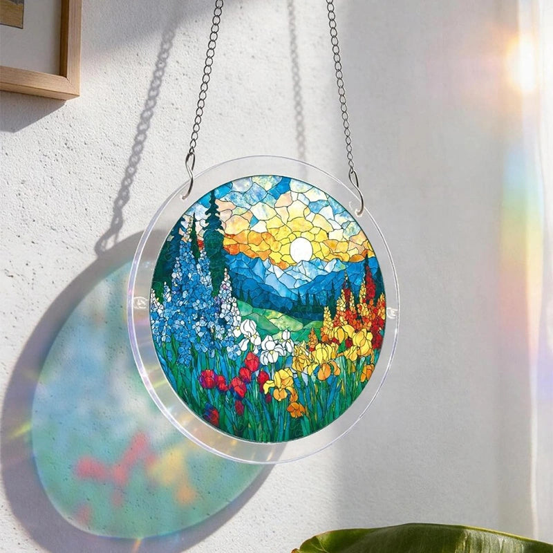 Acrylic Jigsaw Puzzle Suncatcher – Dawn Blossom Sea Window Art Decor