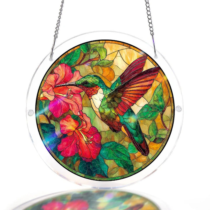 Acrylic Jigsaw Puzzle Suncatcher – Emerald Flame Hummingbird Window Decor