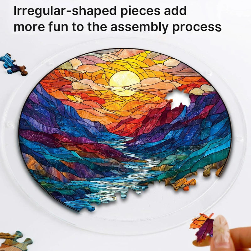 Acrylic Jigsaw Puzzle Suncatcher – Glazed Mountain Moon Window Decor