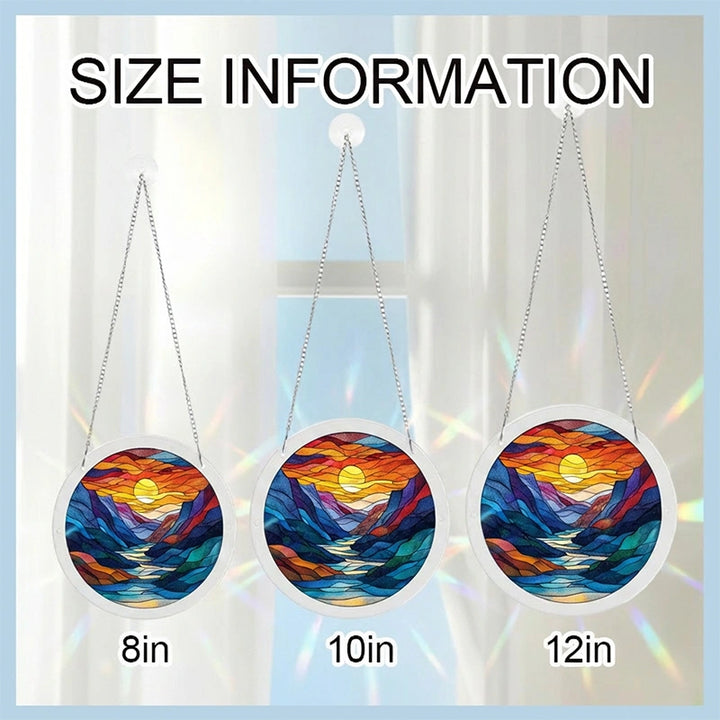 Acrylic Jigsaw Puzzle Suncatcher – Glazed Mountain Moon Window Decor