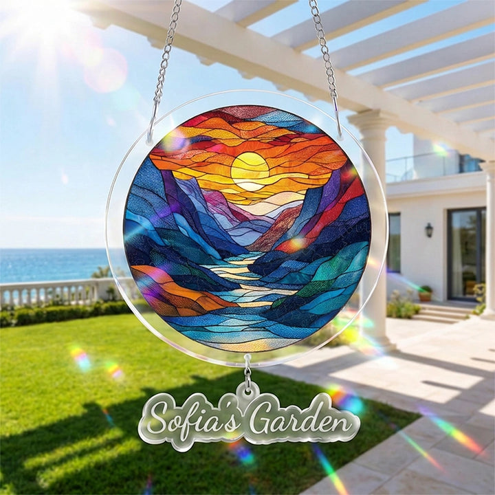 Acrylic Jigsaw Puzzle Suncatcher – Glazed Mountain Moon Window Decor