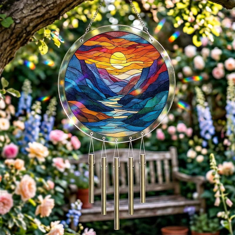 Acrylic Jigsaw Puzzle Suncatcher – Glazed Mountain Moon Window Decor