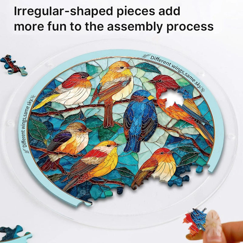 Acrylic Jigsaw Puzzle Suncatcher – Glowing Feather Haven Window Decor