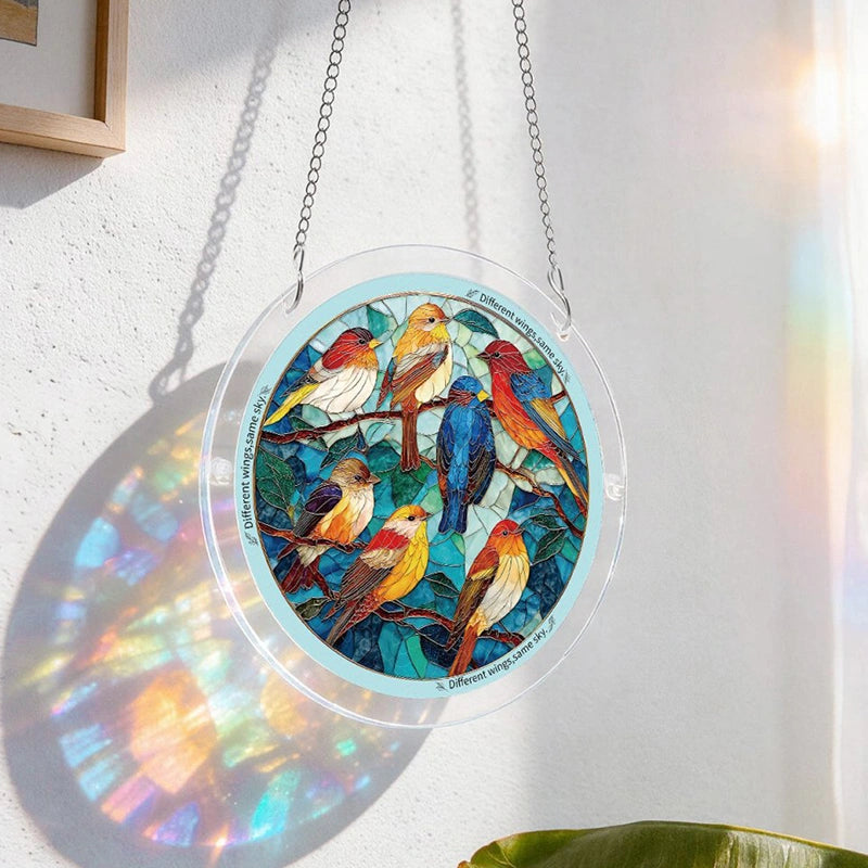 Acrylic Jigsaw Puzzle Suncatcher – Glowing Feather Haven Window Decor
