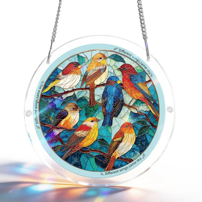 Acrylic Jigsaw Puzzle Suncatcher – Glowing Feather Haven Window Decor