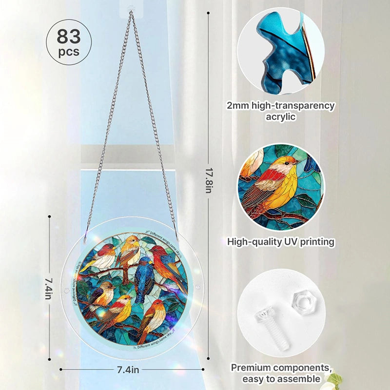 Acrylic Jigsaw Puzzle Suncatcher – Glowing Feather Haven Window Decor