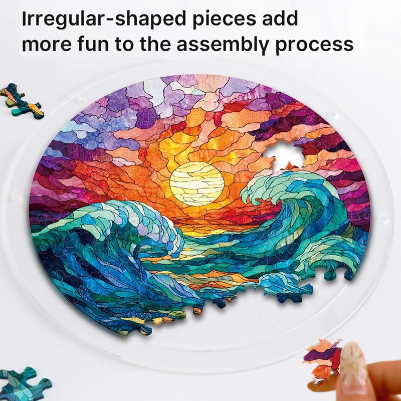Acrylic Jigsaw Puzzle Suncatcher – Golden Tide Window Decor